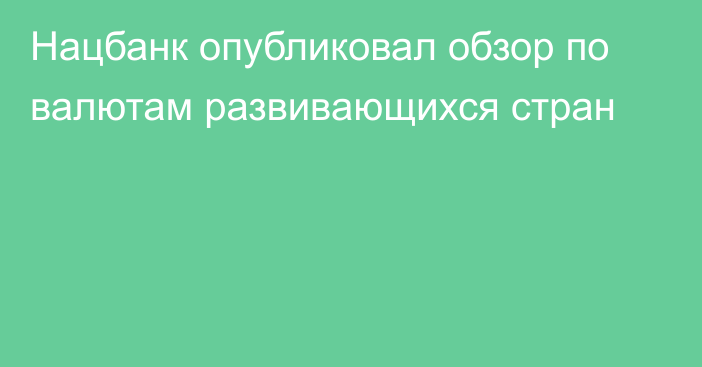 Нацбанк опубликовал обзор по валютам развивающихся стран