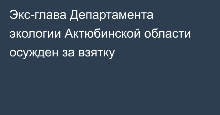 Экс-глава Департамента экологии Актюбинской области осужден за взятку