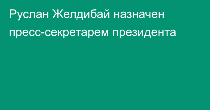 Руслан Желдибай назначен пресс-секретарем президента