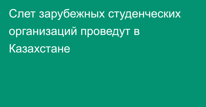 Слет зарубежных студенческих организаций проведут в Казахстане