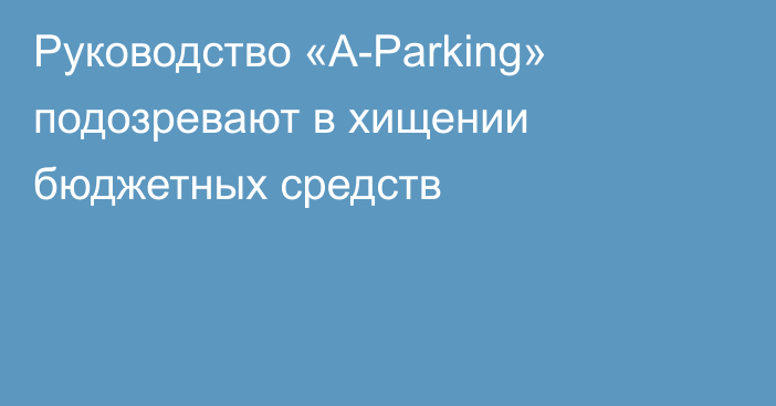 Руководство «A-Parking» подозревают в хищении бюджетных средств