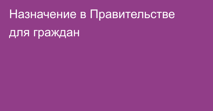 Назначение в Правительстве для граждан