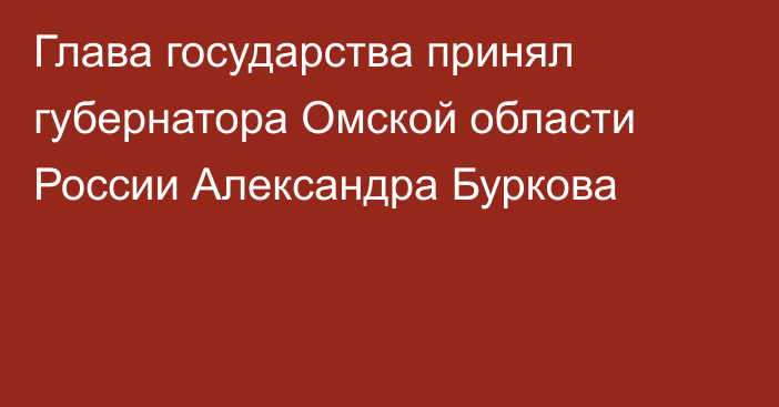 Глава государства принял губернатора Омской области России Александра Буркова