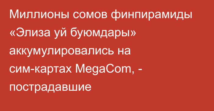 Миллионы сомов финпирамиды «Элиза уй буюмдары» аккумулировались на сим-картах MegaCom, - пострадавшие