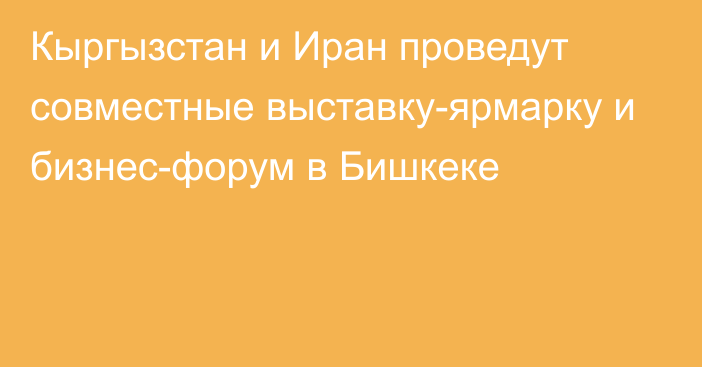 Кыргызстан и Иран проведут совместные выставку-ярмарку и бизнес-форум в Бишкеке