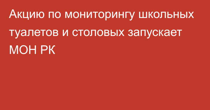 Акцию по мониторингу школьных туалетов и столовых запускает МОН РК