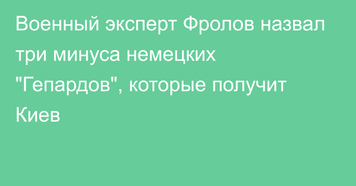 Военный эксперт Фролов назвал три минуса немецких 