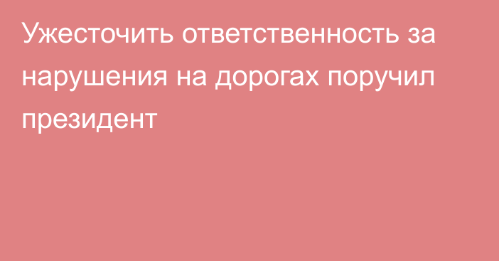 Ужесточить ответственность за нарушения на дорогах поручил президент