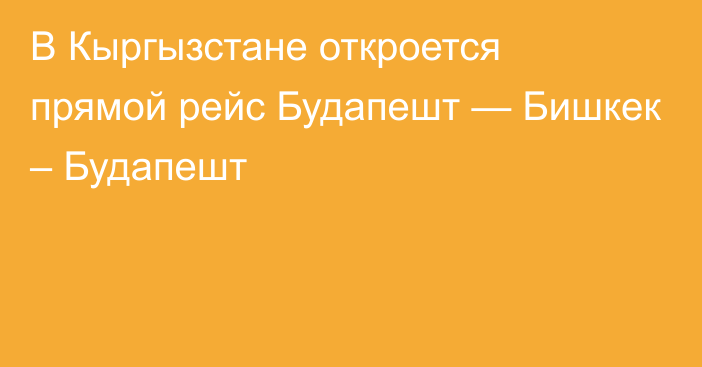 В Кыргызстане откроется прямой рейс Будапешт — Бишкек – Будапешт