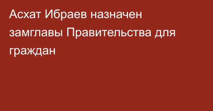 Асхат Ибраев назначен замглавы Правительства для граждан