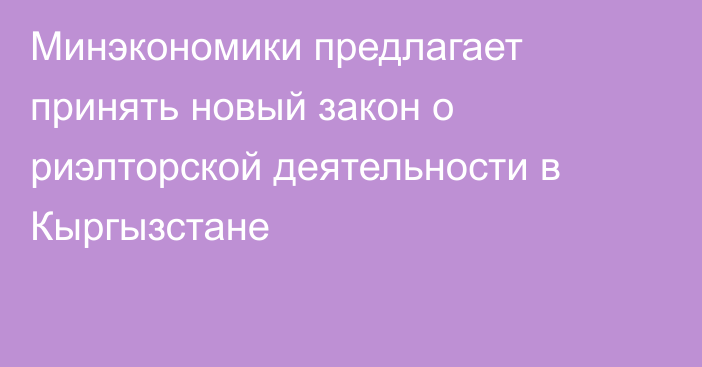 Минэкономики предлагает принять новый закон о риэлторской деятельности в Кыргызстане