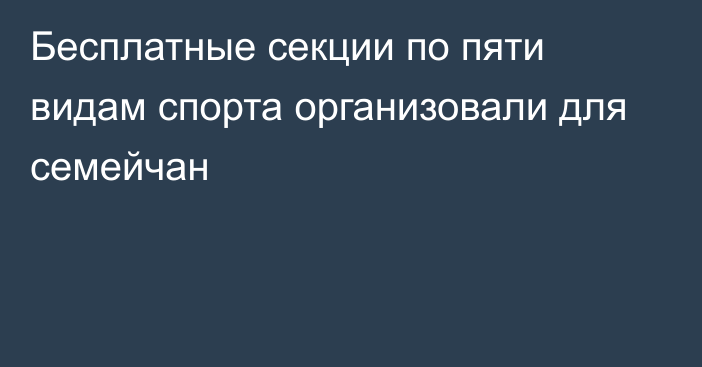 Бесплатные секции по пяти видам спорта организовали для семейчан