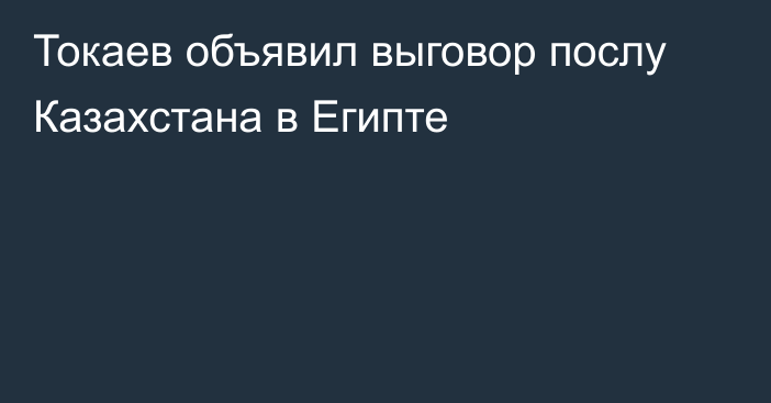 Токаев объявил выговор послу Казахстана в Египте