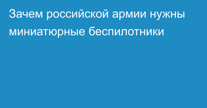 Зачем российской армии нужны миниатюрные беспилотники