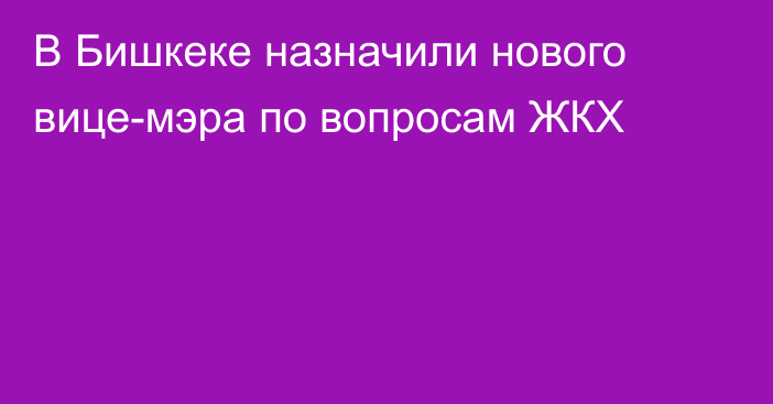 В Бишкеке назначили нового вице-мэра по вопросам ЖКХ