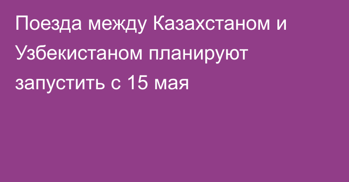 Поезда между Казахстаном и Узбекистаном планируют запустить с 15 мая