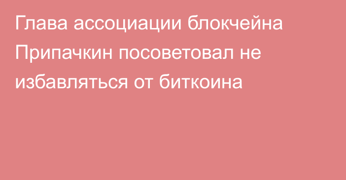 Глава ассоциации блокчейна Припачкин посоветовал не избавляться от биткоина