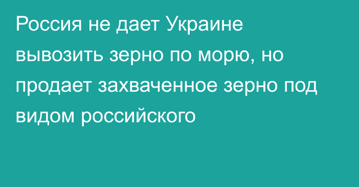 Россия не дает Украине вывозить зерно по морю, но продает захваченное зерно под видом российского