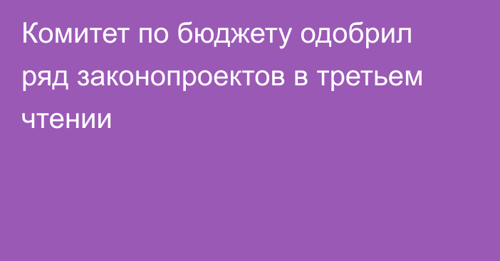 Комитет по бюджету одобрил ряд законопроектов в третьем чтении