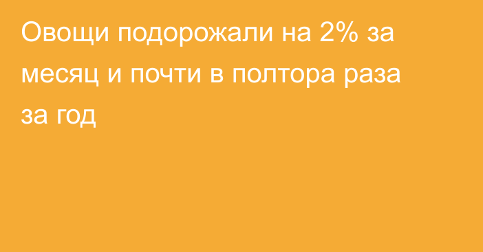 Овощи подорожали на 2% за месяц и почти в полтора раза за год