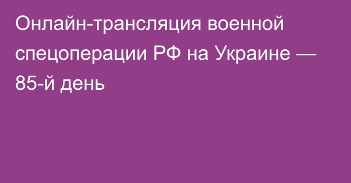 Онлайн-трансляция военной спецоперации РФ на Украине — 85-й день