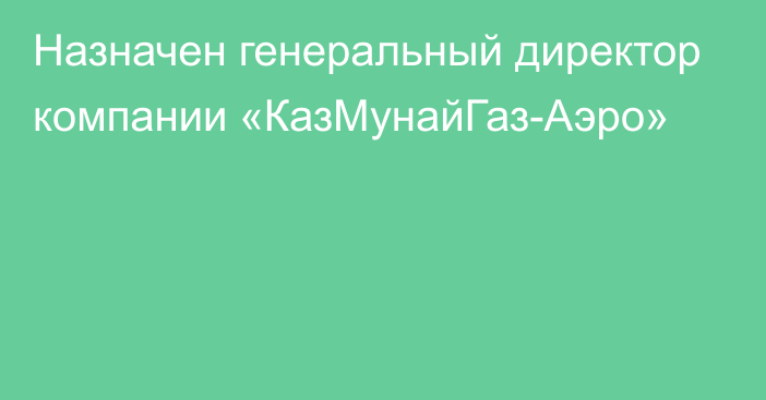 Назначен генеральный директор компании «КазМунайГаз-Аэро»