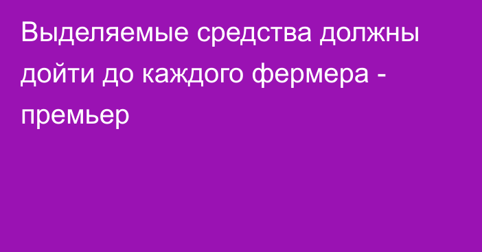 Выделяемые средства должны дойти до каждого фермера - премьер