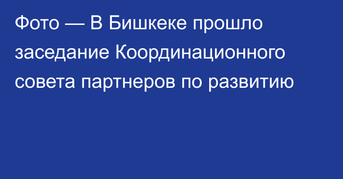 Фото — В Бишкеке прошло заседание Координационного совета партнеров по развитию