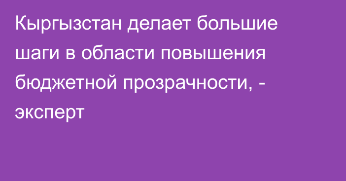 Кыргызстан делает большие шаги в области повышения бюджетной прозрачности, - эксперт