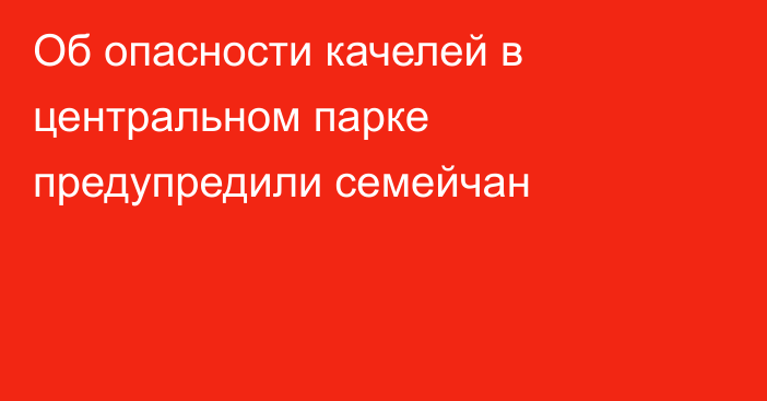 Об опасности качелей в центральном парке предупредили семейчан