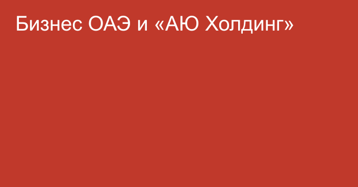 Бизнес ОАЭ и «АЮ Холдинг»