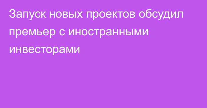 Запуск новых проектов обсудил премьер с иностранными инвесторами