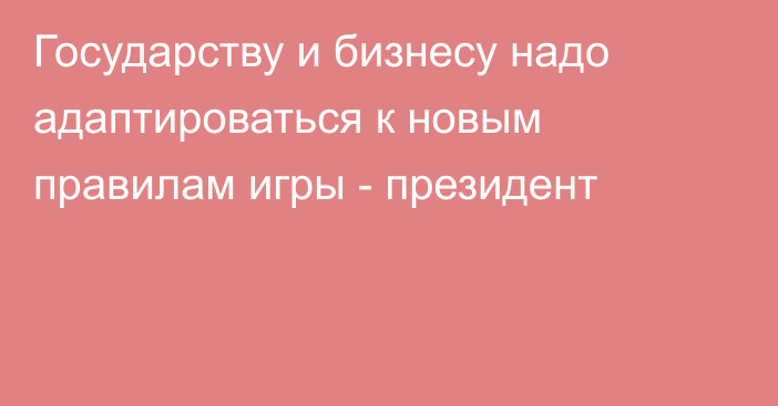 Государству и бизнесу надо адаптироваться к новым правилам игры - президент