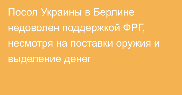 Посол Украины в Берлине недоволен поддержкой ФРГ, несмотря на поставки оружия и выделение денег