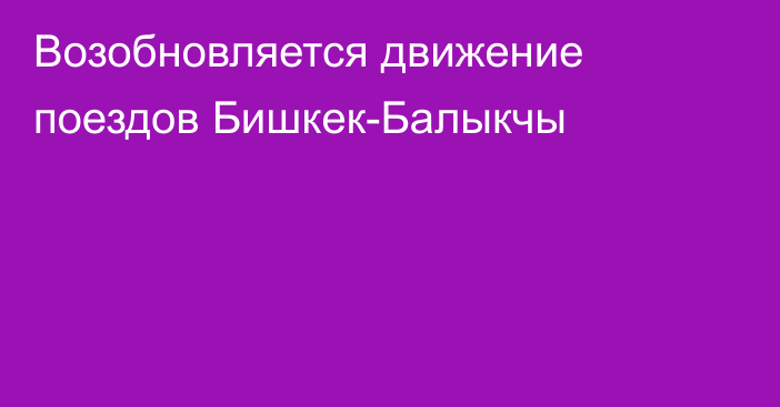 Возобновляется движение поездов Бишкек-Балыкчы