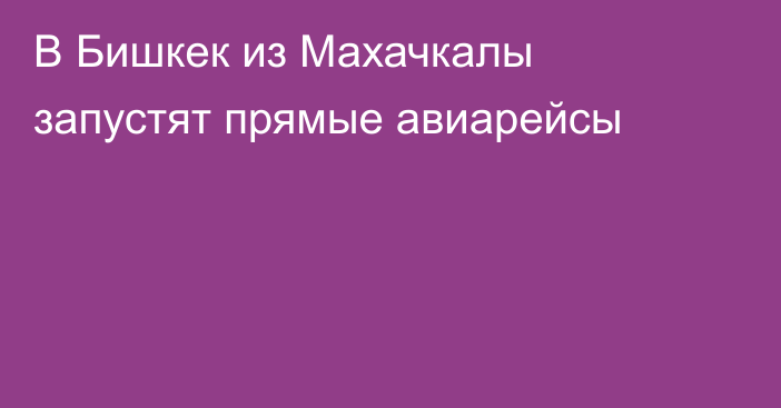 В Бишкек из Махачкалы запустят прямые авиарейсы