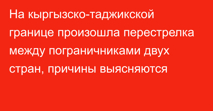 На кыргызско-таджикской границе произошла перестрелка между пограничниками двух стран, причины выясняются