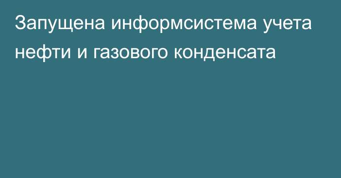 Запущена информсистема учета нефти и газового конденсата