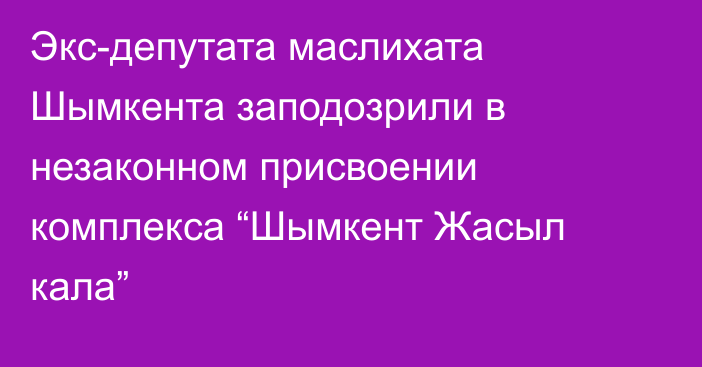 Экс-депутата маслихата Шымкента заподозрили в незаконном присвоении комплекса “Шымкент Жасыл кала”