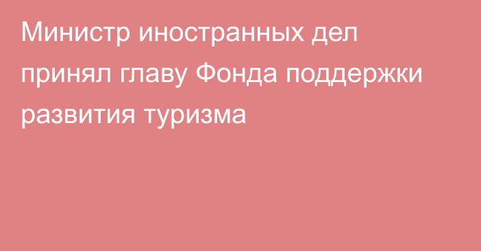 Министр иностранных дел принял главу Фонда поддержки развития туризма