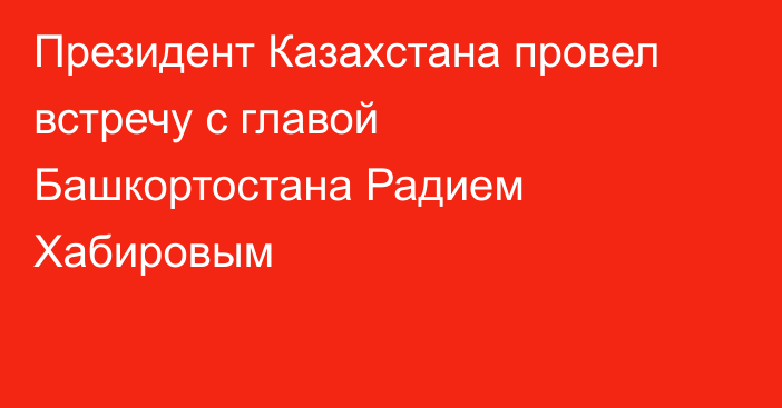 Президент Казахстана провел встречу с главой Башкортостана Радием Хабировым