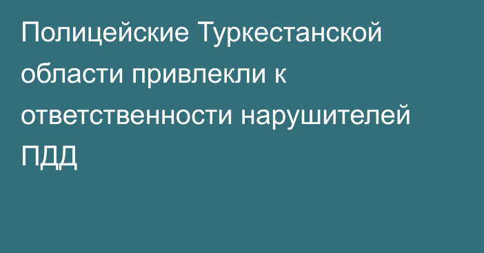 Полицейские Туркестанской области привлекли к ответственности нарушителей ПДД