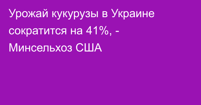 Урожай кукурузы в Украине сократится на 41%, - Минсельхоз США