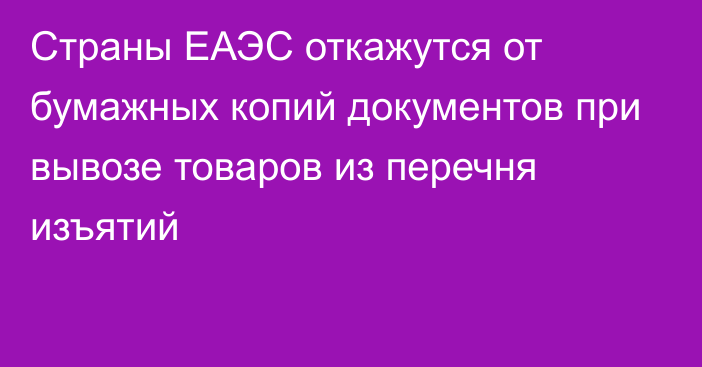 Страны ЕАЭС откажутся от бумажных копий документов при вывозе товаров из перечня изъятий