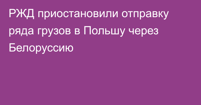 РЖД приостановили отправку ряда грузов в Польшу через Белоруссию