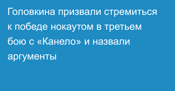 Головкина призвали стремиться к победе нокаутом в третьем бою с «Канело» и назвали аргументы