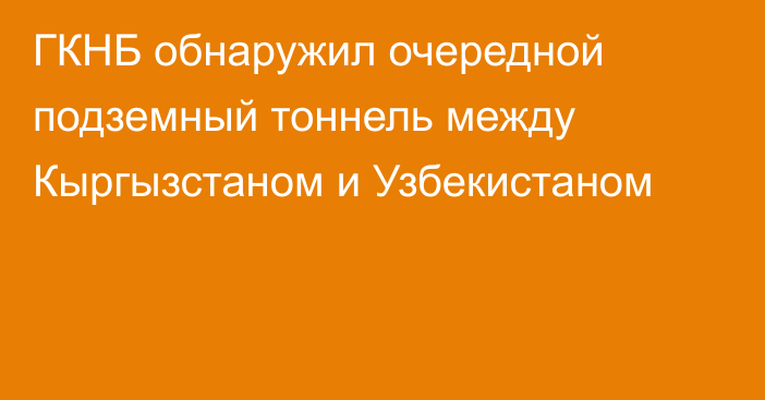 ГКНБ обнаружил очередной подземный тоннель между Кыргызстаном и Узбекистаном