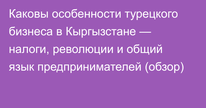 Каковы особенности турецкого бизнеса в Кыргызстане — налоги, революции и общий язык предпринимателей (обзор)