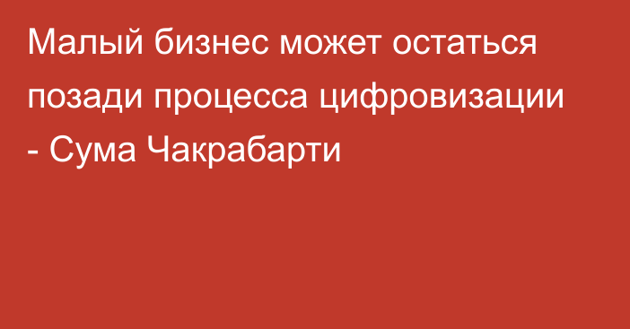 Малый бизнес может остаться позади процесса цифровизации - Сума Чакрабарти