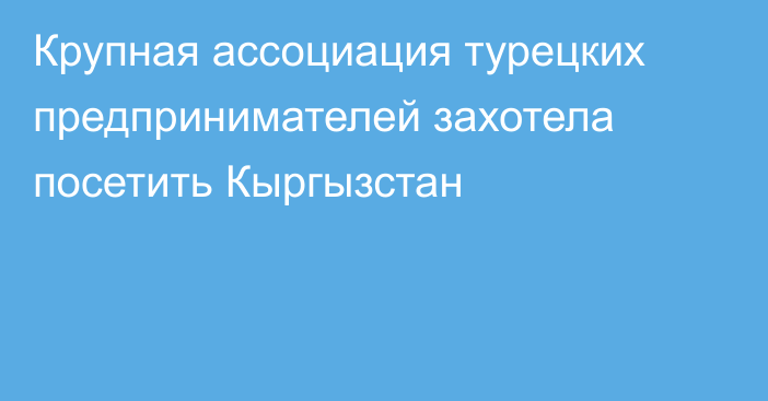 Крупная ассоциация турецких предпринимателей захотела посетить Кыргызстан